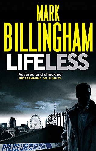 Book cover for Lifeless by Mark Billingham featuring a silhouetted man before London skyline.