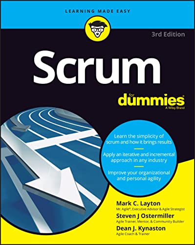 Book cover: "Scrum for Dummies," 3rd Edition, with blue and white design.