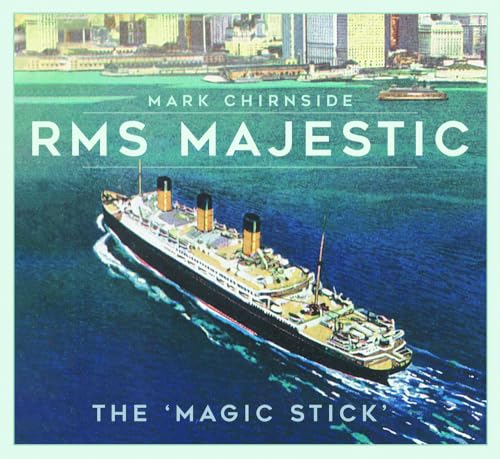 Book cover depicting a large white ocean liner, the RMS Majestic, at sea.