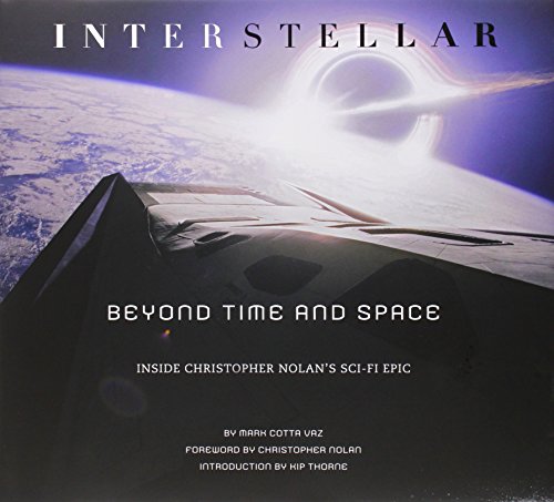 Book cover for “Interstellar” featuring a spaceship and black hole.