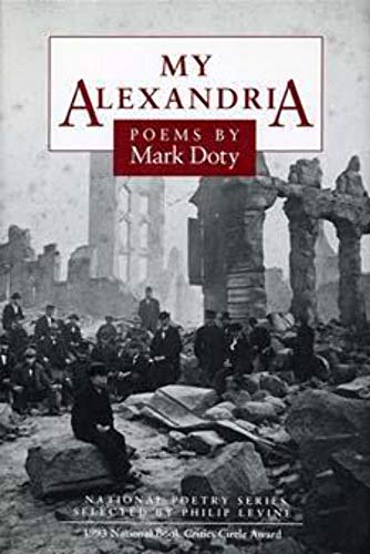Poetry book cover: "My Alexandria" with a damaged cityscape image.