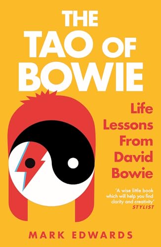 Book cover featuring a red-haired Bowie-inspired yin-yang symbol on a yellow background.