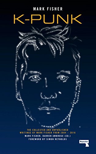 Book cover for K-Punk by Mark Fisher featuring a dotted portrait on blue background.