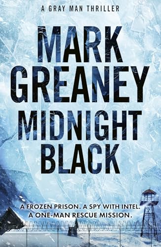 Book cover for "Midnight Black" featuring icy textures and a prison tower.