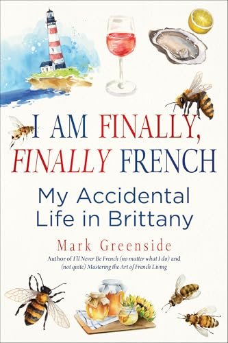 Book cover with watercolor illustrations of French coastal life and bees.