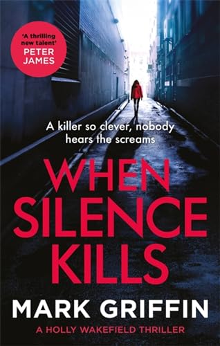 Book cover: woman in red coat walking down a dark alley.