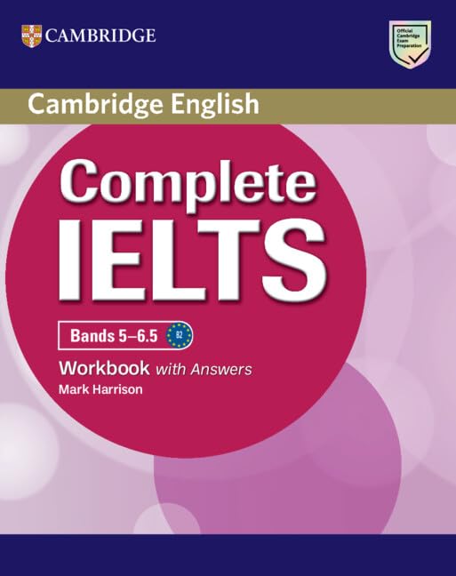 Cambridge Complete IELTS Bands 5-6.5 Workbook cover with answers.