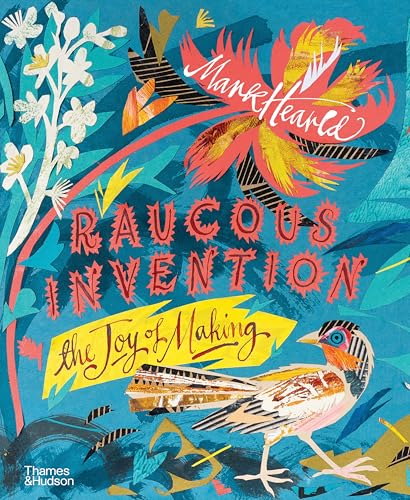 Book cover with collage-style art of a bird, flowers, and text on blue background.