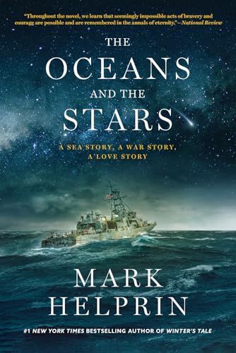 Book cover: navy ship at sea under a starry, dark sky.