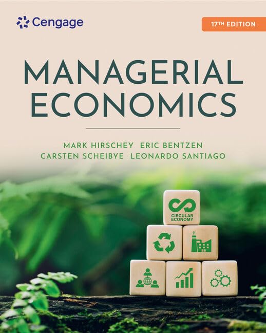Textbook cover for "Managerial Economics," 17th edition, with stacked block icons.