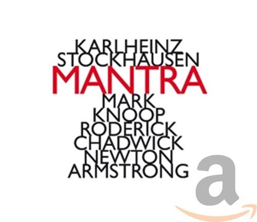 CD cover for Stockhausen’s “Mantra” with artist names and Amazon logo.