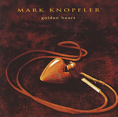Mark Knopfler's "Golden Heart" CD cover with a guitar pick necklace.