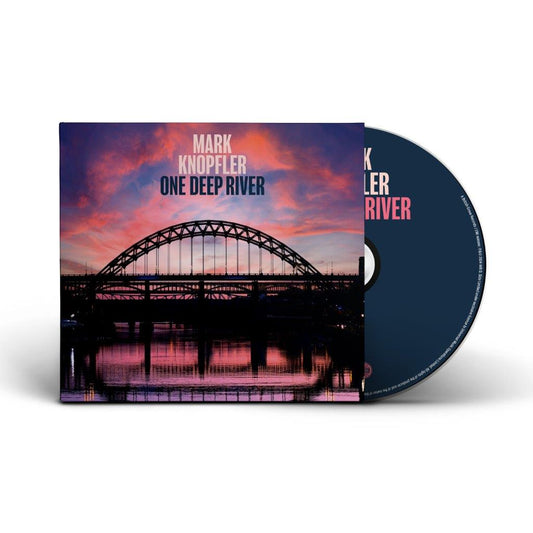 CD cover for Mark Knopfler’s “One Deep River” featuring a bridge scene.