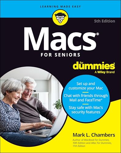 Book cover for Macs For Seniors For Dummies showing an older couple using a laptop.