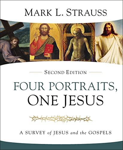 Book cover: "Four Portraits, One Jesus" with four images of Jesus.