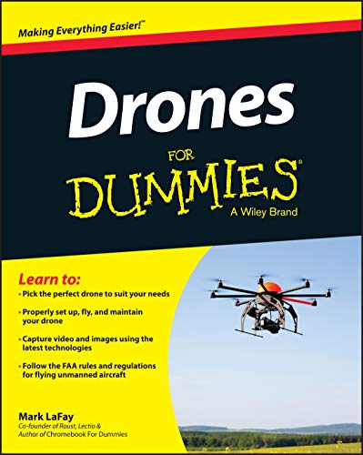 Book cover for "Drones for Dummies" featuring a drone in flight.