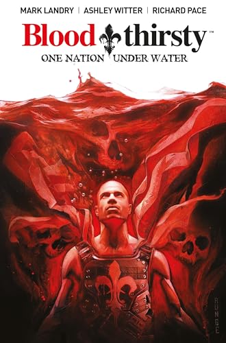 Book cover: man emerging from red water with skull imagery.