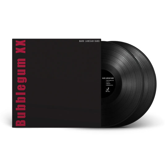 Black vinyl LP of Mark Lanegan’s “Bubblegum,” with pink text on the sleeve.