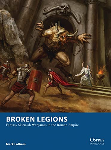 Fantasy battle scene with a minotaur and Roman soldiers, book cover.