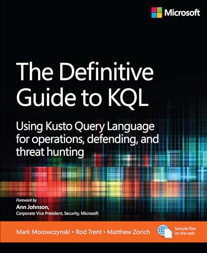 Book cover: “The Definitive Guide to KQL” with abstract digital background.