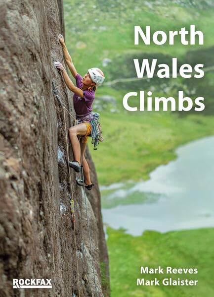 Book cover: Climber on rock face, “North Wales Climbs” title.