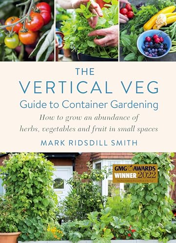 Book cover featuring vegetables, herbs, and a container garden scene.