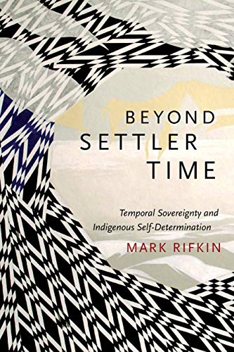 Book cover with abstract black and white pattern, red and white text.