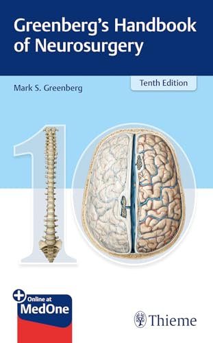 Book cover for Greenberg's Handbook of Neurosurgery, Tenth Edition, featuring a brain and spine.