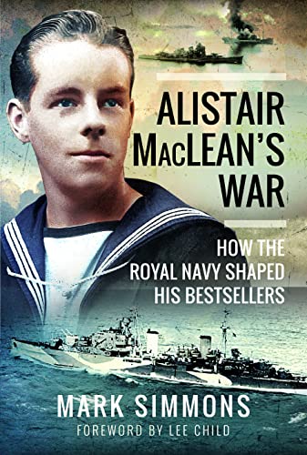 Book cover featuring a young man in naval uniform and warships at sea.