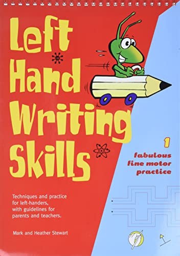 Workbook with left-handed writing exercises and fine motor skills activities for children.