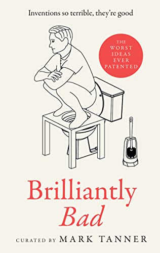Book cover depicting a man thoughtfully sitting on a bizarre toilet invention.