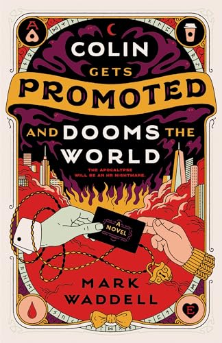 Book cover: illustrated cityscape with hands holding a business card, flames.