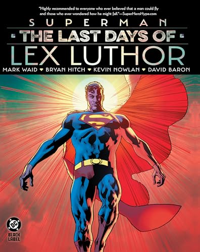 Superman stands powerfully with a red and gold burst behind him.