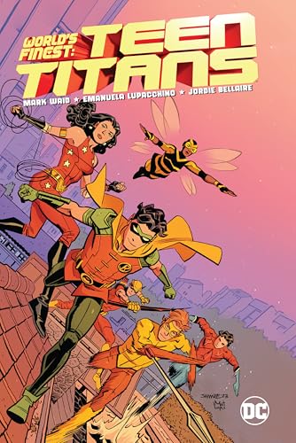 Comic book cover featuring Robin, Wonder Girl, Bumblebee, and other Teen Titans in flight.