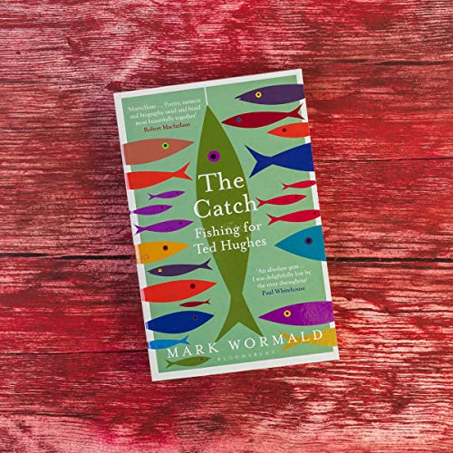Book cover for The Catch: Fishing for Ted Hughes featuring colorful fish illustrations.