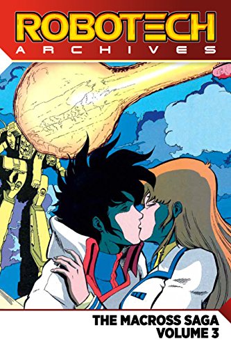 Robotech Archives Volume 3 cover: characters embrace before a giant robot.