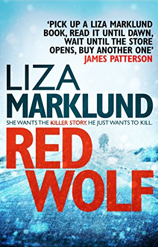Book cover for "Red Wolf" by Liza Marklund, with snowy mountains.