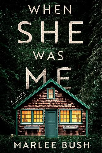 Book cover with a small, lit cabin set against a dark forest.