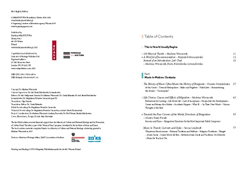 Book cover with table of contents listing Polish composers and musical topics.