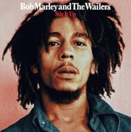 Bob Marley portrait with dreadlocks, album cover for “Stir It Up”.