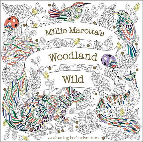 Intricate black and white illustration of woodland creatures and foliage.