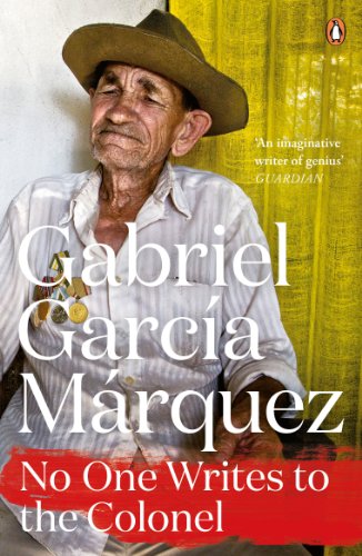 Book cover featuring an elderly man in a hat, text: "Gabriel García Márquez.