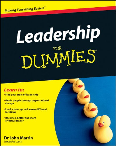 Book cover: "Leadership For Dummies" with yellow rubber ducks on blue.