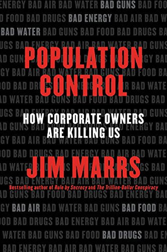 Book cover: "Population Control" by Jim Marrs, red text on dark background.