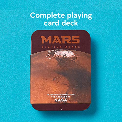 Tin of "Mars Playing Cards" with a NASA image of the planet.
