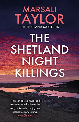 Book cover: "The Shetland Night Killings" with a coastal landscape.