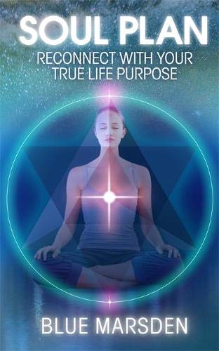 Book cover with a meditating woman inside a glowing blue circle.