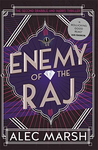 Book cover: “Enemy of the Raj” with ornate purple and white design.