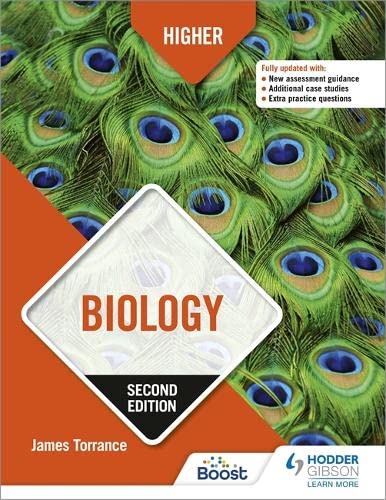 Biology textbook cover with peacock feathers and a diamond-shaped title.
