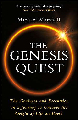 Book cover for The Genesis Quest by Michael Marshall featuring a glowing orange ring.